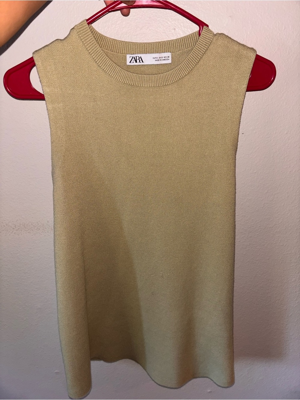 Zara Crewneck Knit Top in Olive Beige